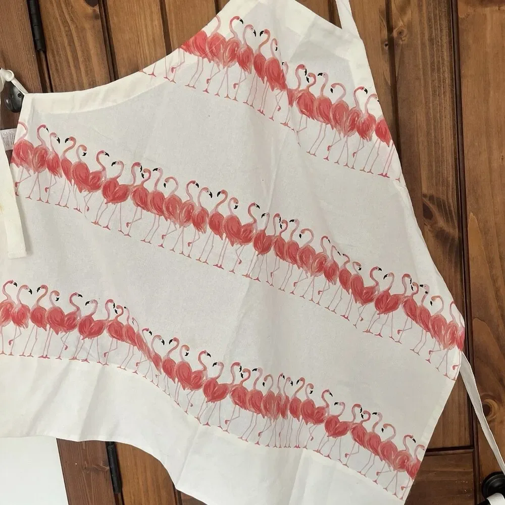 KATE SPADE All in Good Taste Strut Your Stuff Pink Flamingos Bib Apron Cotton